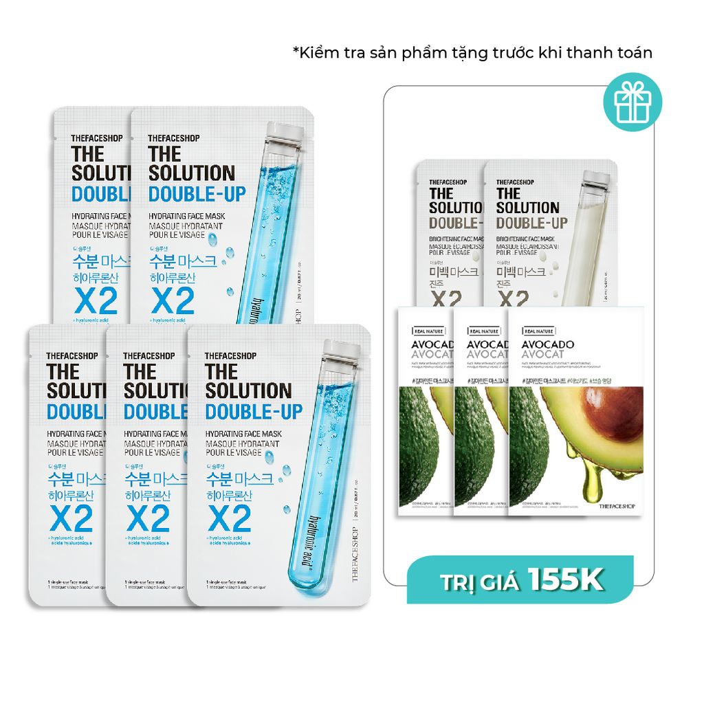  Combo 5 Mặt Nạ Cung Cấp Ẩm THEFACESHOP THE SOLUTION DOUBLE-UP HYDRATING (GZ) 20ml 