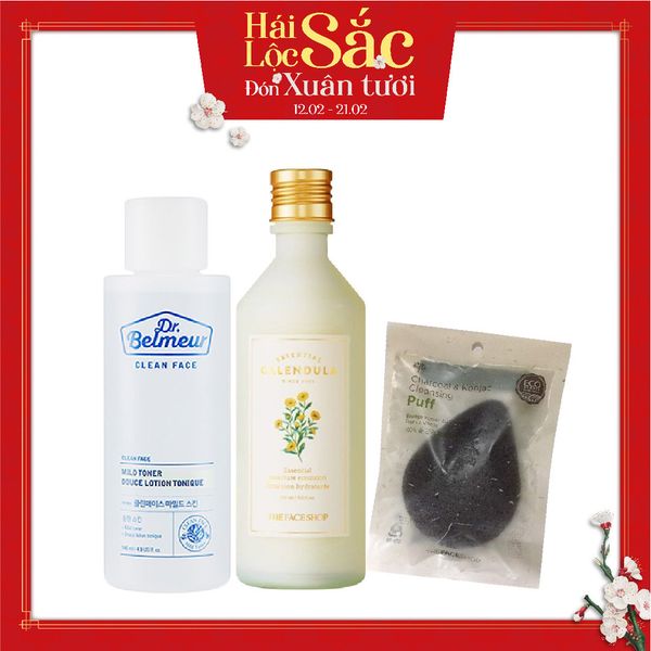  Combo Sữa Dưỡng & Nước Cân Bằng Da DR.BELMEUR CLEAN FACE MILD TONER 145ml (3pc) 