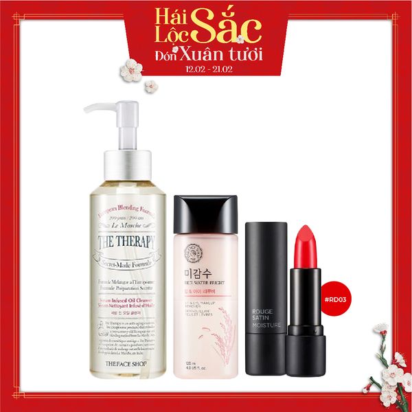  Combo Son Môi & Sản Phẩm Làm Sạch Đa Năng THE THERAPY SERUM INFUSED OIL CLEANSER 225Ml 
