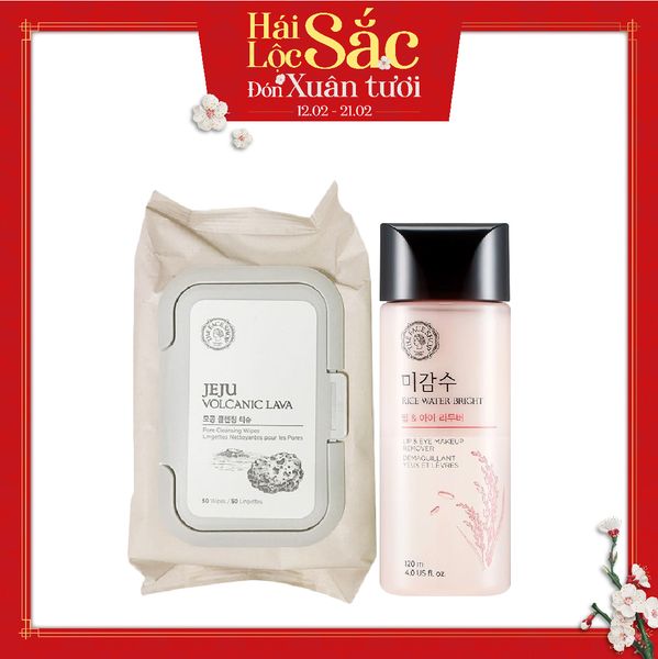 Combo Nước & Khăn Giấy Tẩy Trang Thanh Lọc Lỗ Chân Lông JEJU VOLCANIC LAVA PORE CLEANSING WIPES 