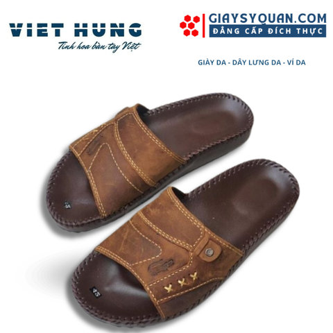 Dép Da Bò - DEP103 Chất Liệu Da Cao Cấp Khâu Viền Thủ Công Chắc Chắn