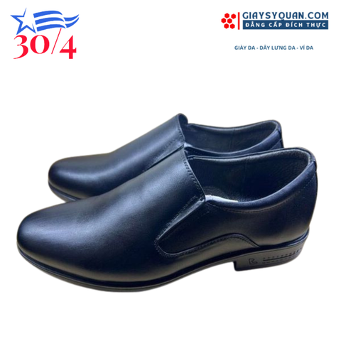 Giày Lười Nam Da Thật Màu Đen, Đế Cao Su Có Khâu Đế MÃ D34