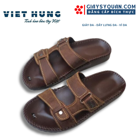 Dép Da Bò - DEP104 Quai Dép Làm Từ Da Bò Thật, Quai Và Đế Được Khâu Thủ Công