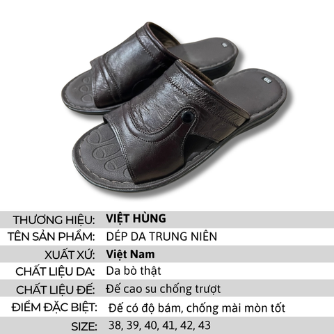 Dép Da Trung Niên Màu Nâu Mẫu Mới
