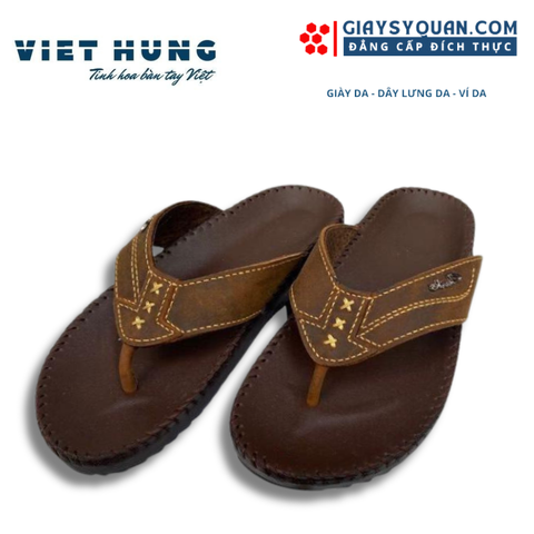 Dép Nam Da Bò Thật Dép Thời Trang Nam Xỏ Ngón Đế Cao Su Chống Trơn Trượt Mã 108
