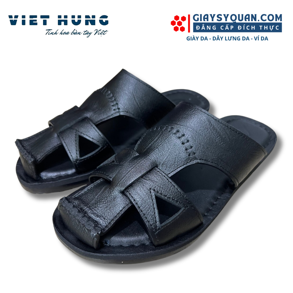 Dép Da Nam Mã 110 Quai Và Đế Khâu Thủ Công Chắc Chắn Thiết Kế Bít Mũi Đẹp Mắt