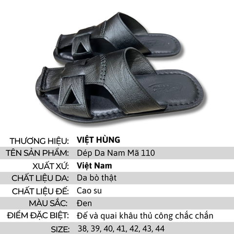 Dép Da Nam Mã 110 Quai Và Đế Khâu Thủ Công Chắc Chắn Thiết Kế Bít Mũi Đẹp Mắt
