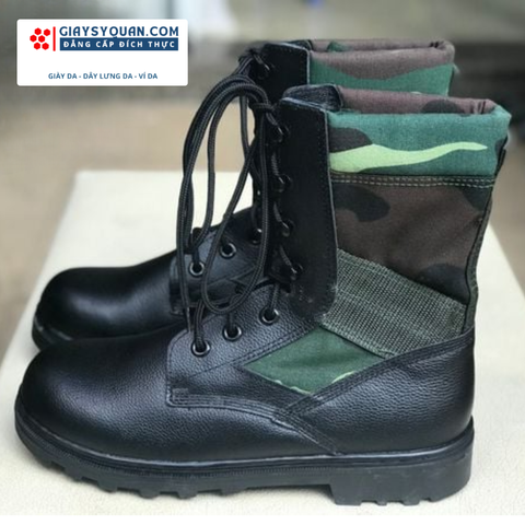 Giày Bốt Da Cao Cổ Màu Rằn Ri Xanh size 40