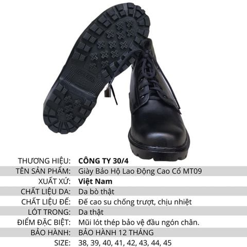 [Xả Kho ]  Giày Bảo Hộ Lao Động Cao Cổ MT 09