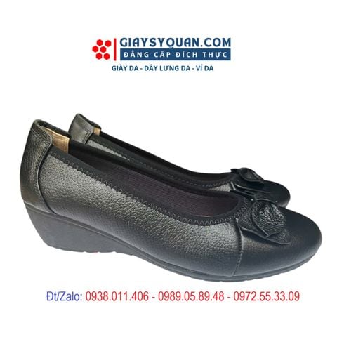 Giày búp bê đế xuồng da thật mềm đế cao 4cm, Giày Đồng Phục Nhà Hàng Khách Sạn