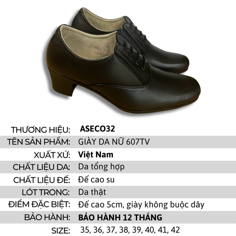 Giày bảo vệ nữ Công ty 32 ( Aseco 32 ) màu đen cao gót 5cm mã 607TV
