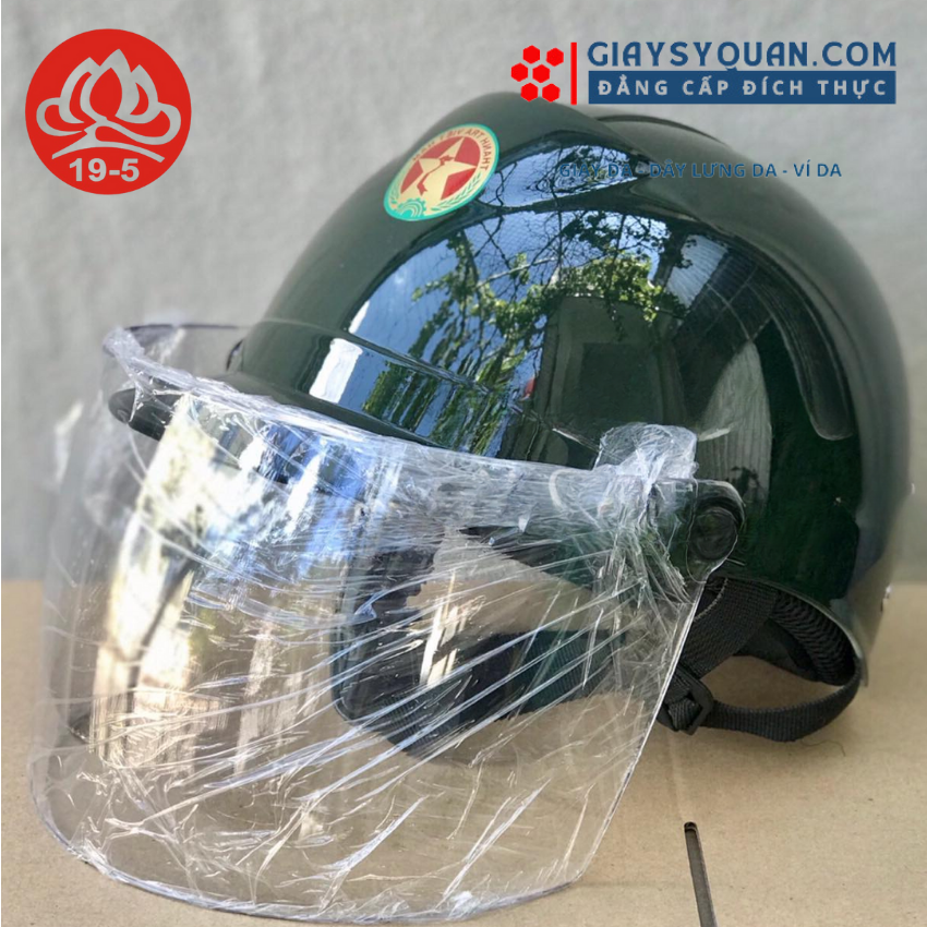 Mũ Bảo Hiểm TTNN Việt Nam Màu Xanh Có Kính Giúp Bảo Vệ Khỏi Bụi Bẩn