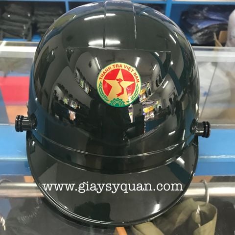 Mũ Bảo Hiểm Thanh Tra Màu Xanh Không Kính Dùng Cho Người Điều Khiển Xe Gắn Máy