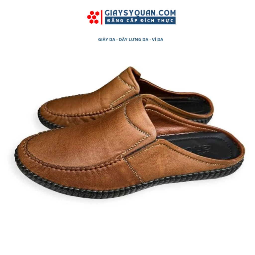 Giày Sục Nam Da Thật Màu Nâu