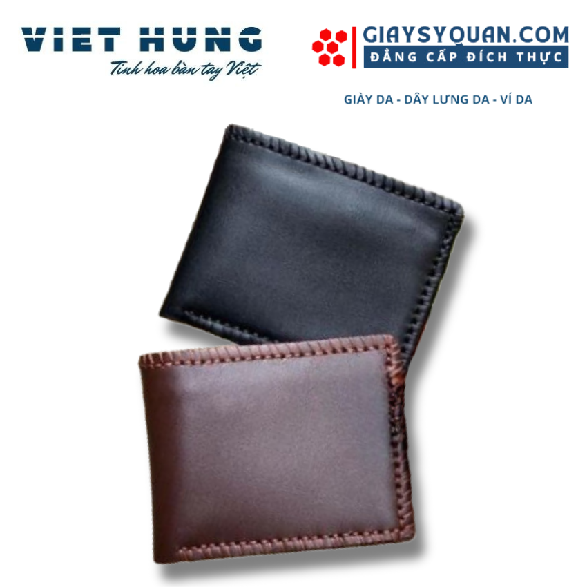 Ví Da Bò Nam Đan Viền Thủ Công Tỉ Mỉ Chắc Chắn Hai Màu Đen Nâu