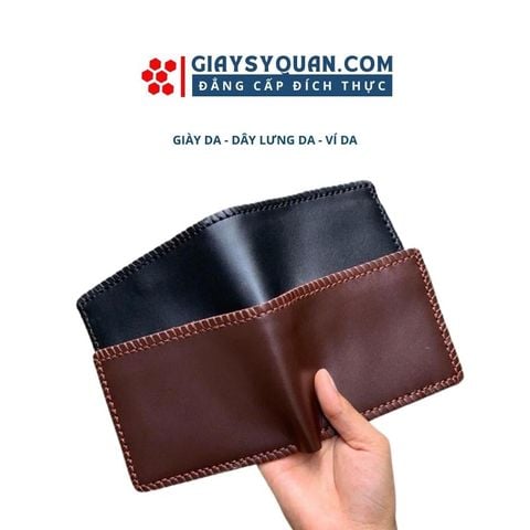 Ví Da Bò Nam Đan Viền Thủ Công Tỉ Mỉ Chắc Chắn Hai Màu Đen Nâu