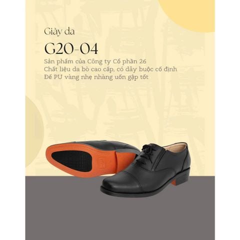 Giày Da G20-04 Chính Hãng Công ty Cổ phần 26 - Kiểu Giày Sĩ Quan Cấp Tá Đế Cam