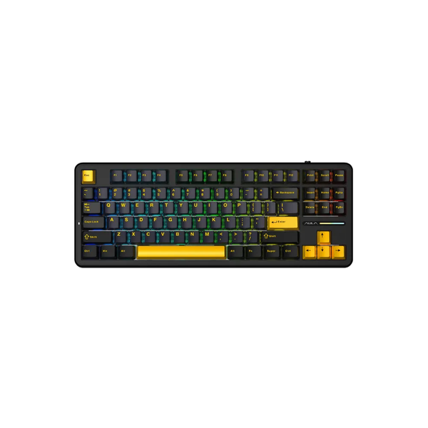 Bàn Phím Cơ Không Dây- AULA F87 Black Orange / 3 Mode / Grey Wood V3 Switch