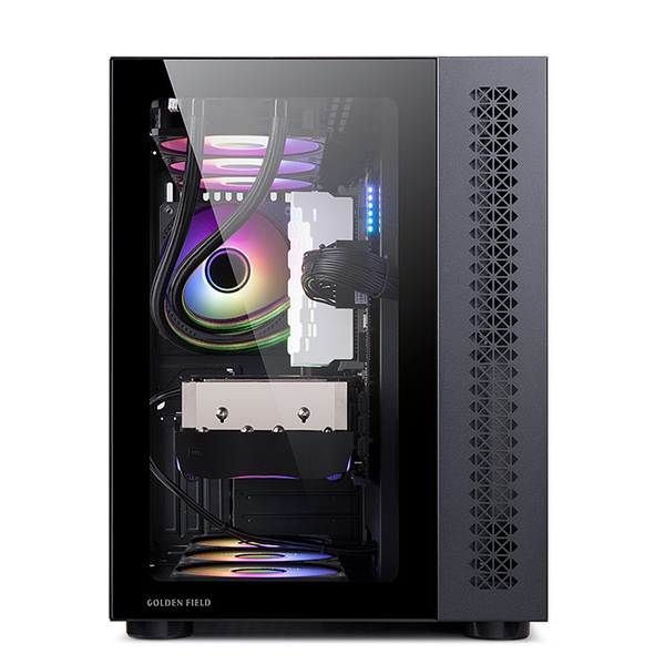 Case Máy Tính - Golden Field Window 360 Black / White