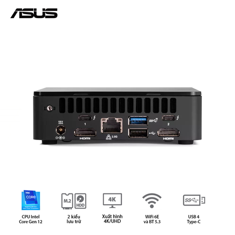 Mini PC - Asus Intel NUC 12 Pro Tall (Intel Core i5-1240p | DDR4 | Iris XE Graphics | SSD NVMe | Thunderbolt 4 | Wi-FI 6E | Đen) WallStreet Canyon RNUC12WSHI500001I