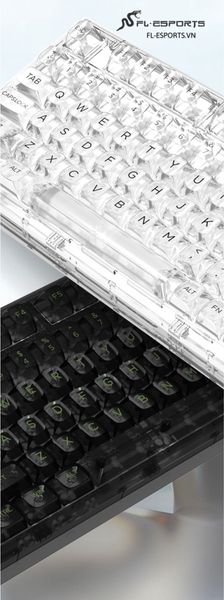 Bàn Phím Cơ Không Dây - FL-Esport Q75 SAM White 3 Mode / Type C | BT / 2.4Ghz / Trong Suốt