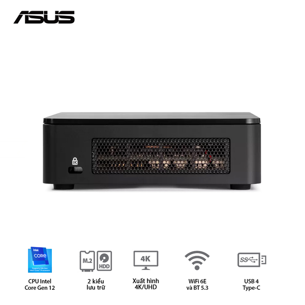 Mini PC - Asus Intel NUC 12 Pro Tall (Intel Core i5-1240p | DDR4 | Iris XE Graphics | SSD NVMe | Thunderbolt 4 | Wi-FI 6E | Đen) WallStreet Canyon RNUC12WSHI500001I