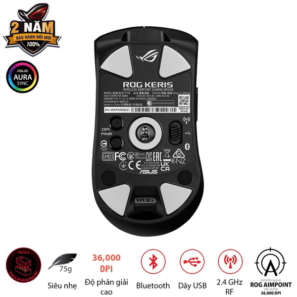 Chuột Không Dây - Asus ROG Keris Wireless Aimpoint Black