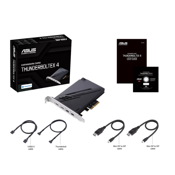 Thiết Bị Kết Nối Tín Hiệu - ASUS ThunderboltEX 4 Expansion card, Dual Thunderbolt™ 4 (USB‑C®) ports, DisplayPort™ 1.4, PCIe® 3.0 x4 interface