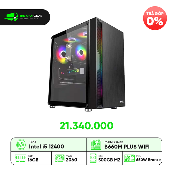 Bộ Máy Tính TGG Creator 4 - 12th | I5 12400 | 16GB | RTX 2060 | 500GB M.2 | 650W Bronze