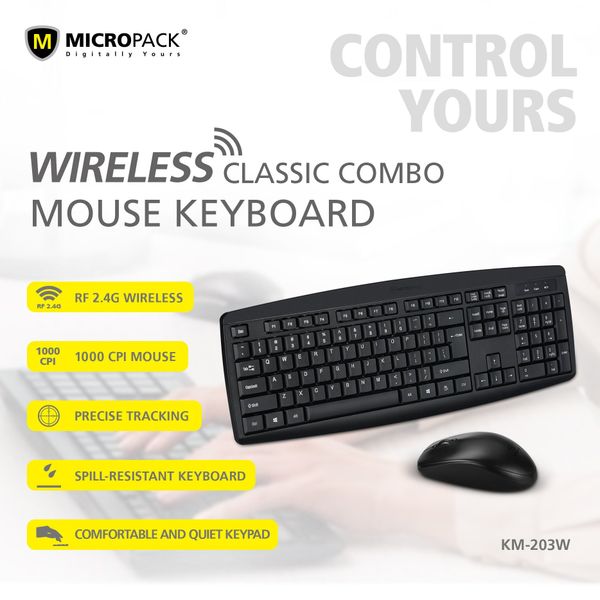 Bộ Phím Chuột Văn Phòng Không Dây - Micropack Wireless | iFREE LITE KM-203W