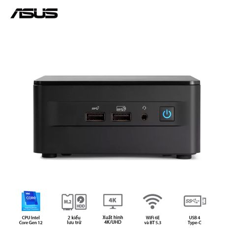 Mini PC - Asus Intel NUC 12 Pro Tall (Intel Core i7-1260p | DDR4 | Intel XE Graphics | SSD NVMe | Thunderbolt 4 | Wi-FI 6E | Đen) RNUC12WSHi70000(1l)