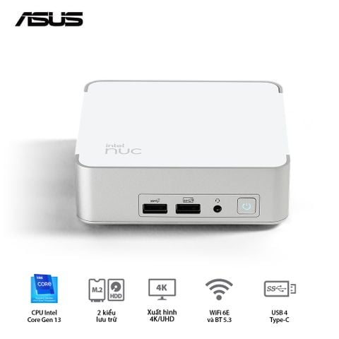 Mini PC - ASUS INTEL Nuc 13 Pro Desk Edition ( Intel Core i5-1340P | DDR4 3200Mhz | WIFI 6E | Bluetooth 5.3 | Bạc ) RNUC13VYKI50006