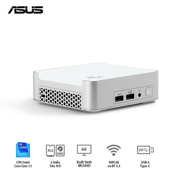 Mini PC - ASUS INTEL Nuc 13 Pro Desk Edition ( Intel Core i5-1340P | DDR4 3200Mhz | WIFI 6E | Bluetooth 5.3 | Bạc ) RNUC13VYKI50006