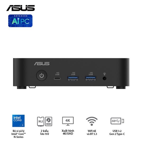 Mini PC - NUC ASUS INTEL NUC 14 Essential ( Intel Pentium N150 | DDR5 4800 | Intel UHD | NVMe PCIe3.0 | Wi-Fi+Bluetooth) - NUC14MNK1500000