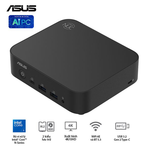 Mini PC - NUC ASUS INTEL NUC 14 Essential ( Intel Pentium N97 | DDR5 4800 | Intel UHD | NVMe PCIe3.0 | Wi-Fi+Bluetooth) - NUC14MNK9700000