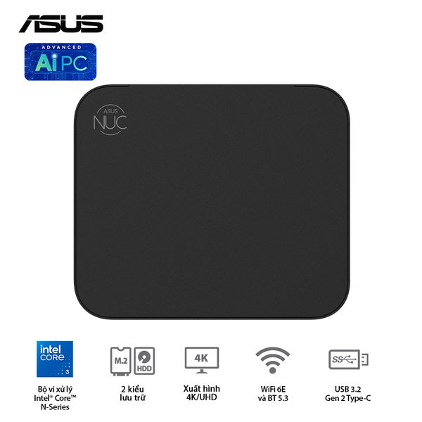 Mini PC - NUC ASUS INTEL NUC 14 Essential ( Intel Pentium N97 | DDR5 4800 | Intel UHD | NVMe PCIe3.0 | Wi-Fi+Bluetooth) - NUC14MNK9700000