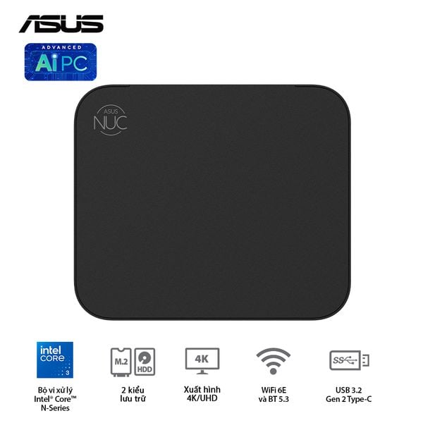 Mini PC - NUC ASUS INTEL NUC 14 Essential ( Intel Pentium N150 | DDR5 4800 | Intel UHD | NVMe PCIe3.0 | Wi-Fi+Bluetooth) - NUC14MNK1500000