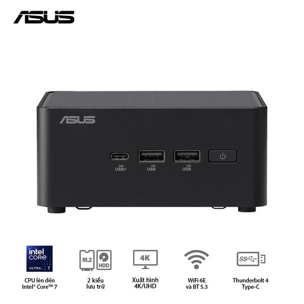Mini PC - ASUS NUC 14 Pro (Core 3 100U up to 4.70 GHz | Intel Graphics | DDR5 5600Mhz | NVMe PCIe4.0 | Wi-Fi+Bluetooth) RNUC14RVHI300001I