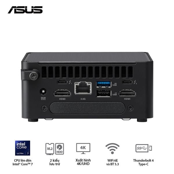 Mini PC - ASUS NUC 14 Pro (Intel Ultra 7 155H up to 4.80 GHz | Intel Arc Graphics | DDR5 5600Mhz | NVMe PCIe4.0 | Wi-Fi+Bluetooth) RNUC14RVHU700001I