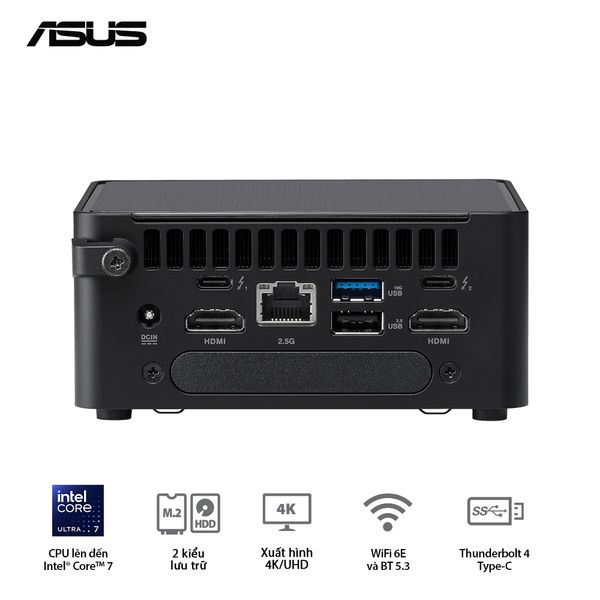 Mini PC - ASUS NUC 14 Pro (Core 3 100U up to 4.70 GHz | Intel Graphics | DDR5 5600Mhz | NVMe PCIe4.0 | Wi-Fi+Bluetooth) RNUC14RVHI300001I