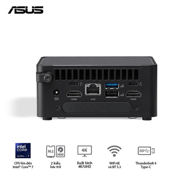 Mini PC - ASUS NUC 14 Pro (Intel Ultra 7 155H up to 4.80 GHz | Intel Arc Graphics | DDR5 5600Mhz | NVMe PCIe4.0 | Wi-Fi+Bluetooth) RNUC14RVHU700001I
