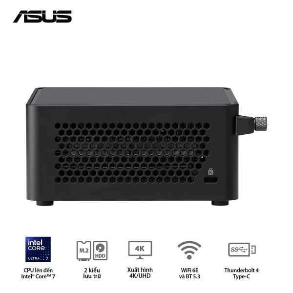 Mini PC - ASUS NUC 14 Pro (Core 3 100U up to 4.70 GHz | Intel Graphics | DDR5 5600Mhz | NVMe PCIe4.0 | Wi-Fi+Bluetooth) RNUC14RVHI300001I