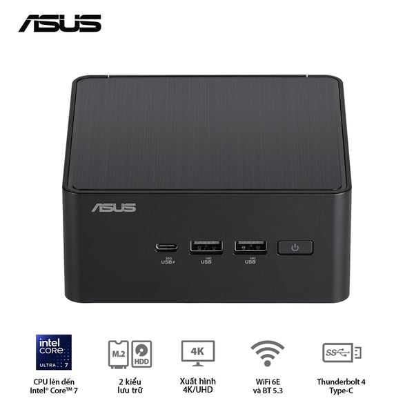 Mini PC - ASUS NUC 14 Pro (Intel Ultra 7 155H up to 4.80 GHz | Intel Arc Graphics | DDR5 5600Mhz | NVMe PCIe4.0 | Wi-Fi+Bluetooth) RNUC14RVHU700001I