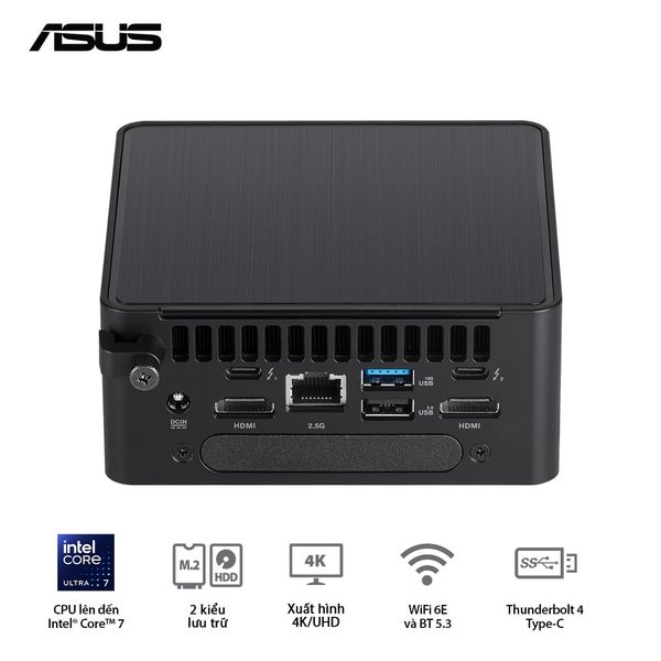 Mini PC - ASUS NUC 14 Pro (Core 3 100U up to 4.70 GHz | Intel Graphics | DDR5 5600Mhz | NVMe PCIe4.0 | Wi-Fi+Bluetooth) RNUC14RVHI300001I