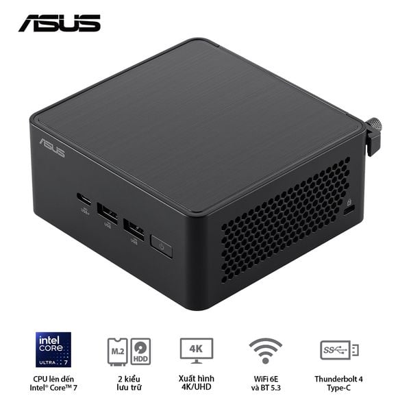Mini PC - ASUS NUC 14 Pro (Intel Ultra 7 155H up to 4.80 GHz | Intel Arc Graphics | DDR5 5600Mhz | NVMe PCIe4.0 | Wi-Fi+Bluetooth) RNUC14RVHU700001I