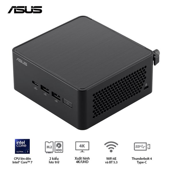 Mini PC - ASUS NUC 14 Pro (Core 3 100U up to 4.70 GHz | Intel Graphics | DDR5 5600Mhz | NVMe PCIe4.0 | Wi-Fi+Bluetooth) RNUC14RVHI300001I
