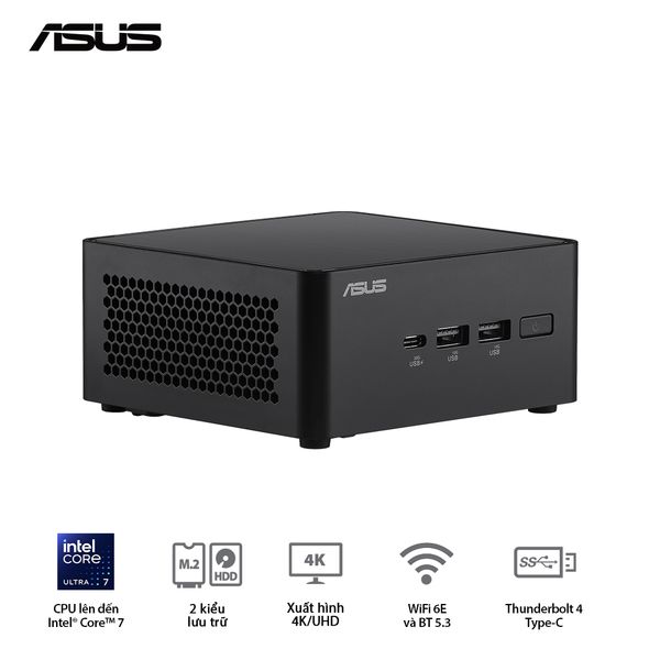 Mini PC - ASUS NUC 14 Pro (Core 3 100U up to 4.70 GHz | Intel Graphics | DDR5 5600Mhz | NVMe PCIe4.0 | Wi-Fi+Bluetooth) RNUC14RVHI300001I