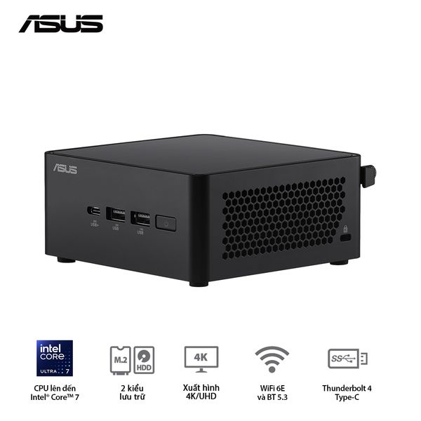 Mini PC - ASUS NUC 14 Pro (Core 3 100U up to 4.70 GHz | Intel Graphics | DDR5 5600Mhz | NVMe PCIe4.0 | Wi-Fi+Bluetooth) RNUC14RVHI300001I