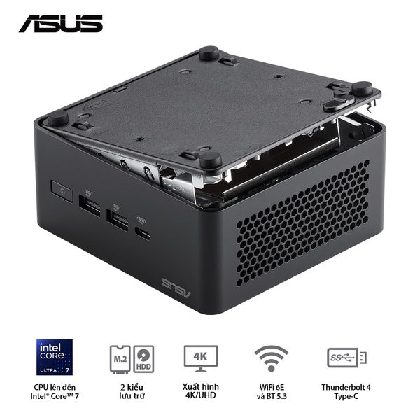 Mini PC - ASUS NUC 14 Pro (Core 3 100U up to 4.70 GHz | Intel Graphics | DDR5 5600Mhz | NVMe PCIe4.0 | Wi-Fi+Bluetooth) RNUC14RVHI300001I