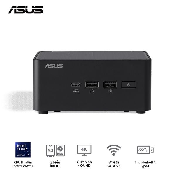 Mini PC - ASUS NUC 14 Pro (Core 3 100U up to 4.70 GHz | Intel Graphics | DDR5 5600Mhz | NVMe PCIe4.0 | Wi-Fi+Bluetooth) RNUC14RVHI300001I